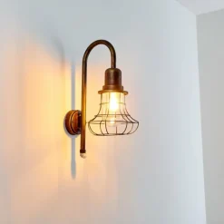 Applique murale d'extérieur Borkan Brun doré, 1 lumière, Détecteur de mouvement