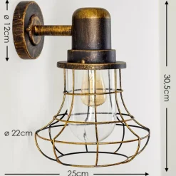 Applique murale d'extérieur Borkan Brun doré, 1 lumière