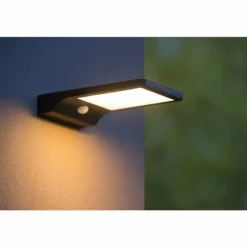 Applique murale d'extérieur Lucide BASIC LED Noir, 1 lumière, Détecteur de mouvement