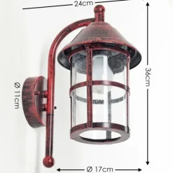 Applique murale d'extérieur Saicourt Rouge, Noir, 1 lumière