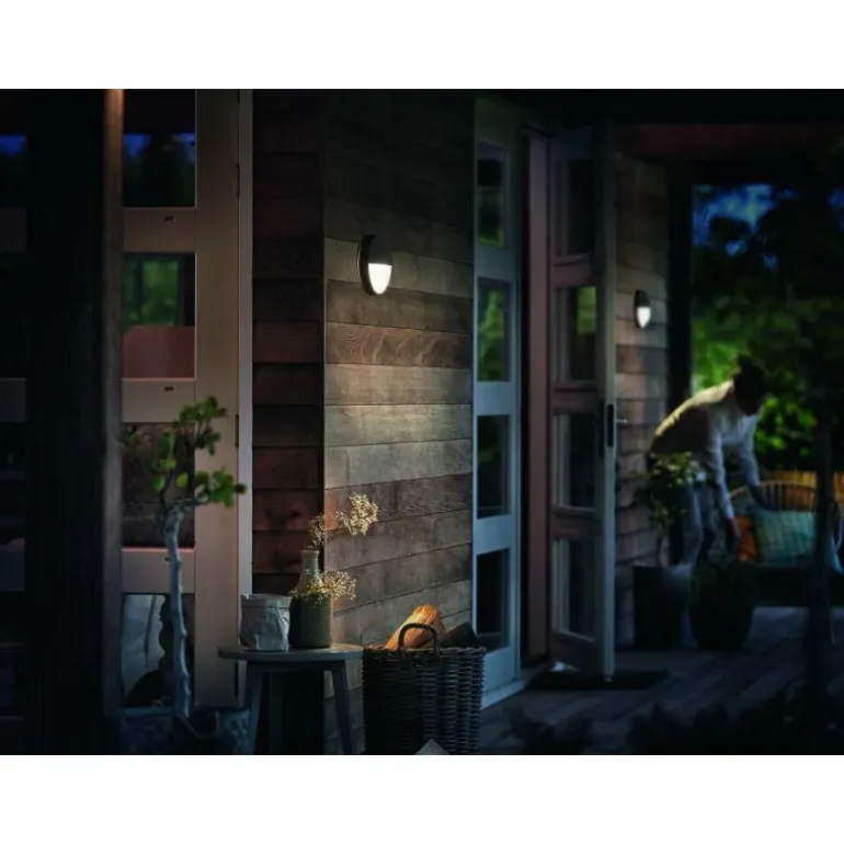 Applique murale d'extérieur Philips Capricorn LED Anthracite, 1 lumière, Détecteur de mouvement