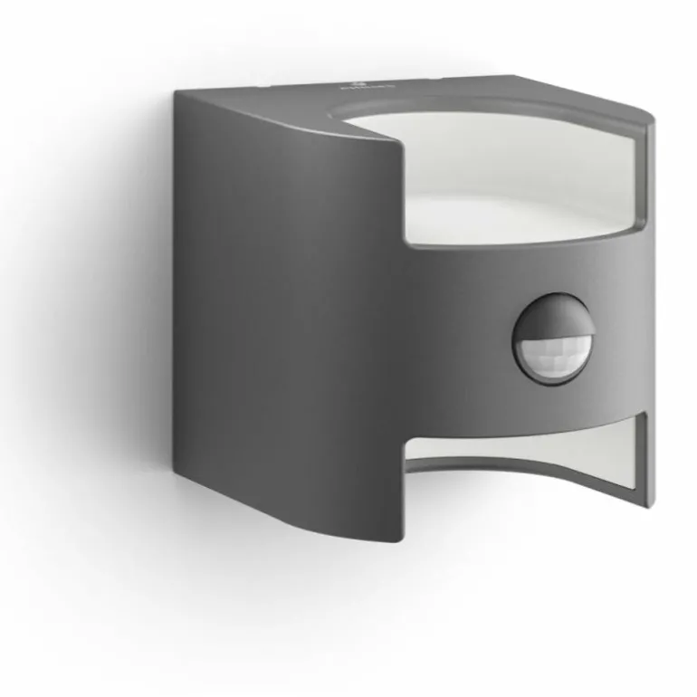 Applique murale d'extérieur Philips Grass LED Anthracite, 2 lumières, Détecteur de mouvement