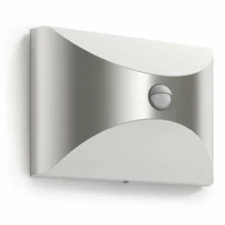 Applique murale d'extérieur Philips Herb LED Acier inoxydable, 1 lumière, Détecteur de mouvement