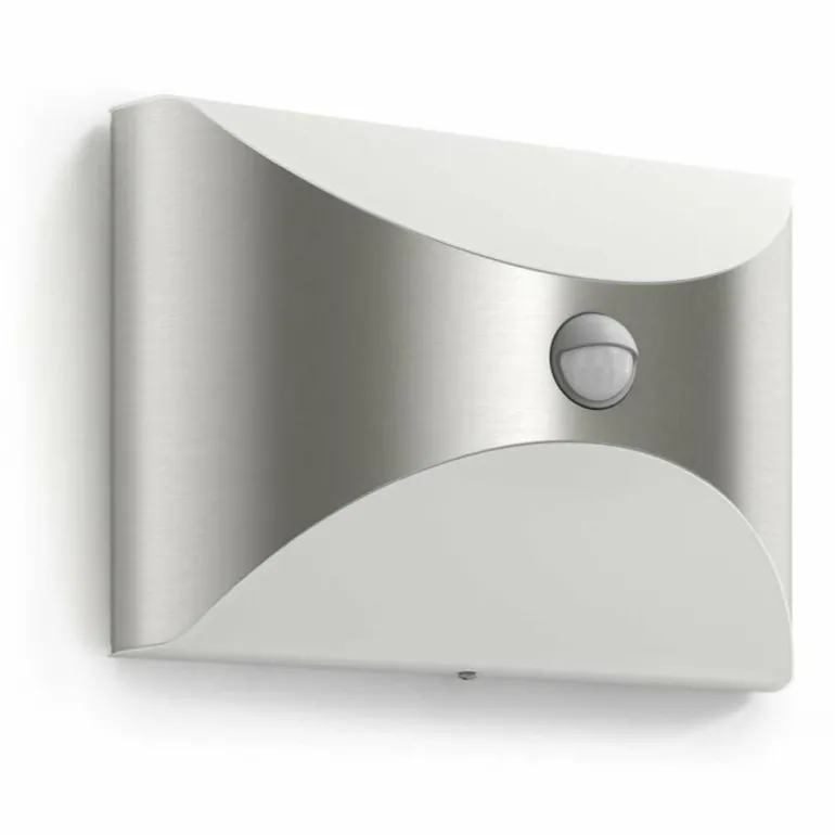 Applique murale d'extérieur Philips Herb LED Acier inoxydable, 1 lumière, Détecteur de mouvement