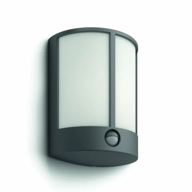 Applique murale d'extérieur Philips Stock LED Anthracite, 1 lumière, Détecteur de mouvement