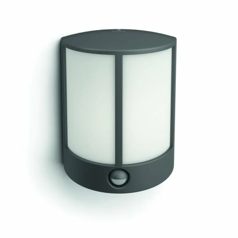Applique murale d'extérieur Philips Stock LED Anthracite, 1 lumière, Détecteur de mouvement
