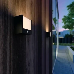 Applique murale d'extérieur Philips Macaw LED Noir, 1 lumière, Détecteur de mouvement