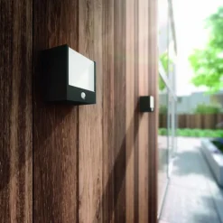 Applique murale d'extérieur Philips Macaw LED Noir, 1 lumière, Détecteur de mouvement