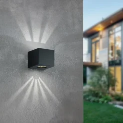 Applique murale d'extérieur Reality CORDOBA LED Noir, 2 lumières