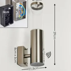 Applique murale d'extérieur Noreaz LED Acier inoxydable, 1 lumière, Détecteur de mouvement