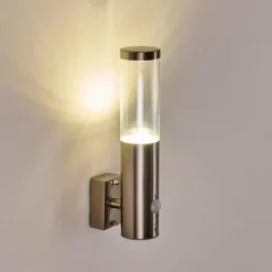 Applique murale d'extérieur Noreaz LED Acier inoxydable, 1 lumière, Détecteur de mouvement