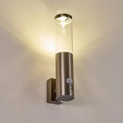 Applique murale d'extérieur Noreaz LED Acier inoxydable, 1 lumière, Détecteur de mouvement