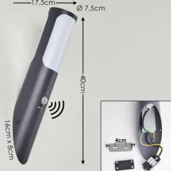 Applique murale d'extérieur Nalmaibrück Anthracite, 1 lumière, Détecteur de mouvement