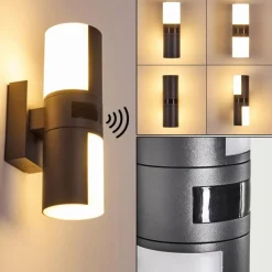 Applique murale d'extérieur Baulund LED Anthracite, 1 lumière, Détecteur de mouvement