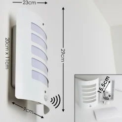 Applique murale d'extérieur Alslev Blanc, 1 lumière, Détecteur de mouvement