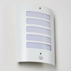 Applique murale d'extérieur Alslev Blanc, 1 lumière, Détecteur de mouvement