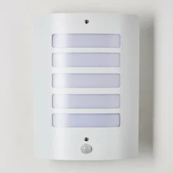 Applique murale d'extérieur Alslev Blanc, 1 lumière, Détecteur de mouvement