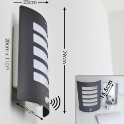 Applique murale d'extérieur Alslev Anthracite, 1 lumière, Détecteur de mouvement