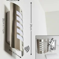 Applique murale d'extérieur Alslev Acier inoxydable, 1 lumière, Détecteur de mouvement