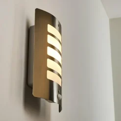 Applique murale d'extérieur Alslev Acier inoxydable, 1 lumière, Détecteur de mouvement
