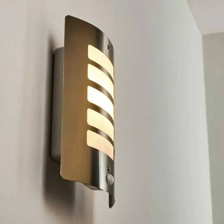 Applique murale d'extérieur Alslev Acier inoxydable, 1 lumière, Détecteur de mouvement