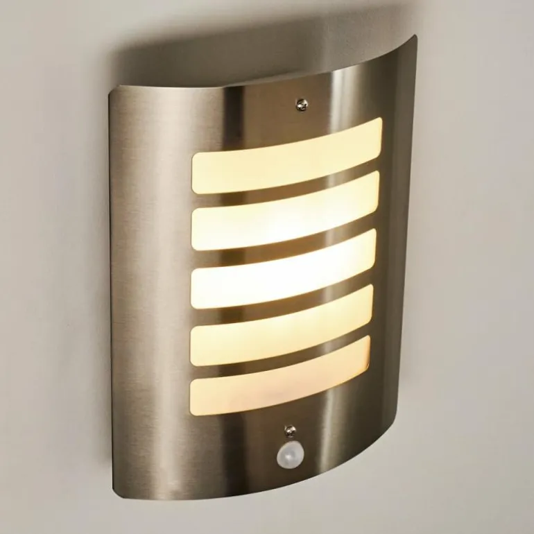 Applique murale d'extérieur Alslev Acier inoxydable, 1 lumière, Détecteur de mouvement