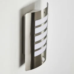 Applique murale d'extérieur Alslev Acier inoxydable, 1 lumière, Détecteur de mouvement