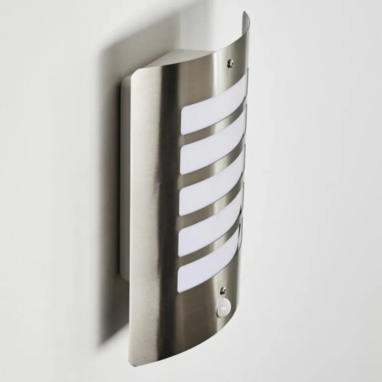 Applique murale d'extérieur Alslev Acier inoxydable, 1 lumière, Détecteur de mouvement