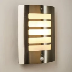 Applique murale d'extérieur Alslev Acier inoxydable, 1 lumière, Détecteur de mouvement