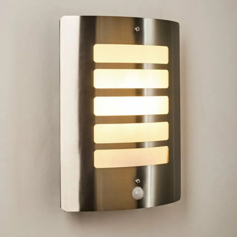 Applique murale d'extérieur Alslev Acier inoxydable, 1 lumière, Détecteur de mouvement