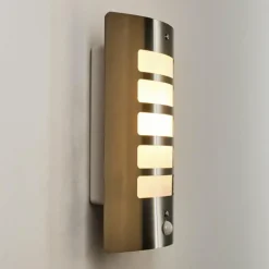 Applique murale d'extérieur Alslev Acier inoxydable, 1 lumière, Détecteur de mouvement