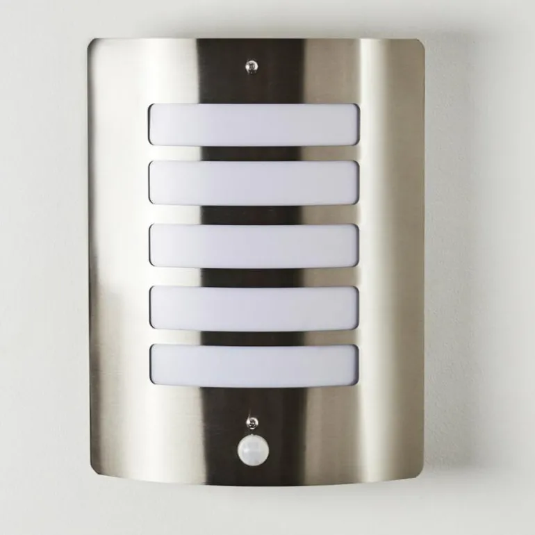 Applique murale d'extérieur Alslev Acier inoxydable, 1 lumière, Détecteur de mouvement
