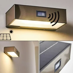 Applique murale d'extérieur Attu LED Nickel mat, 1 lumière, Détecteur de mouvement