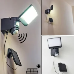 Applique murale d'extérieur Larvik LED Anthracite, 1 lumière, Détecteur de mouvement