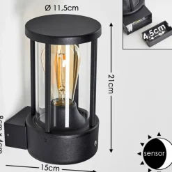 Applique murale d'extérieur Frederiks LED Noir, 1 lumière