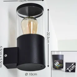 Applique murale d'extérieur Bodio Noir, 1 lumière