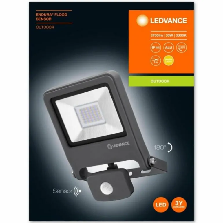 Applique murale d'extérieur LEDVANCE POLYBAR Gris, 1 lumière, Détecteur de mouvement