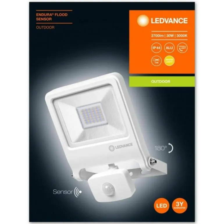 Applique murale d'extérieur LEDVANCE POLYBAR Blanc, 1 lumière, Détecteur de mouvement