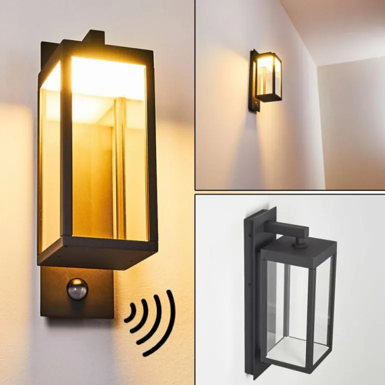 Applique murale d'extérieur Faroer LED Anthracite, 1 lumière, Détecteur de mouvement