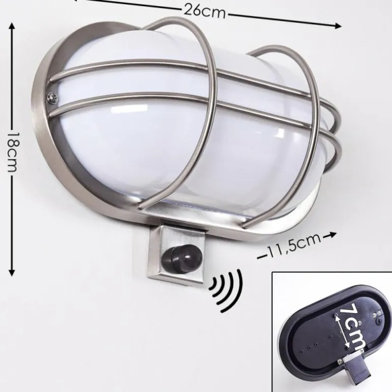 Applique murale d'extérieur Belmopan Acier inoxydable, 1 lumière, Détecteur de mouvement