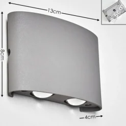 Applique murale d'extérieur Abaiang LED Gris, 1 lumière