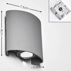 Applique murale d'extérieur Abaiang LED Gris, 1 lumière