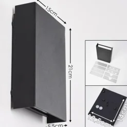 Applique murale d'extérieur Benin LED Noir, 2 lumières