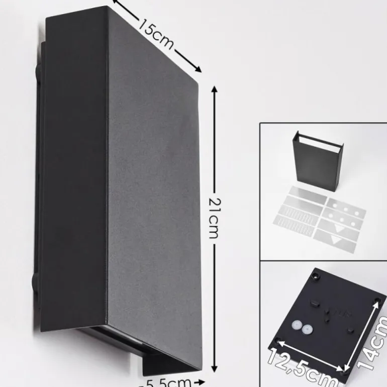 Applique murale d'extérieur Benin LED Noir, 2 lumières