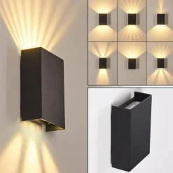 Applique murale d'extérieur Benin LED Noir, 2 lumières