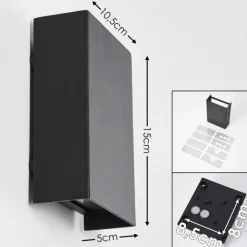 Applique murale d'extérieur Benin LED Noir, 2 lumières