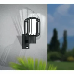 Applique murale d'extérieur Eglo RAVELLO Noir, 1 lumière, Détecteur de mouvement
