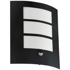 Applique murale d'extérieur Eglo CITY Noir, 1 lumière, Détecteur de mouvement