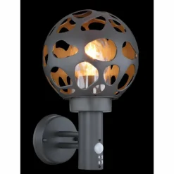 Applique murale d'extérieur Globo HILARIO Anthracite, 1 lumière, Détecteur de mouvement