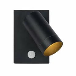 Applique murale d'extérieur Lucide TAYLOR Noir, 1 lumière, Détecteur de mouvement